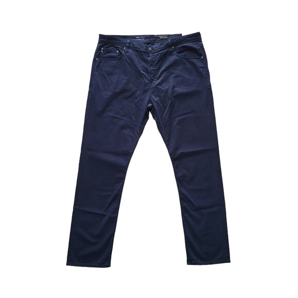 AG Adriano Goldschmied Everett Sueded Stretch Sateen Pants in Navy Men's 40X34